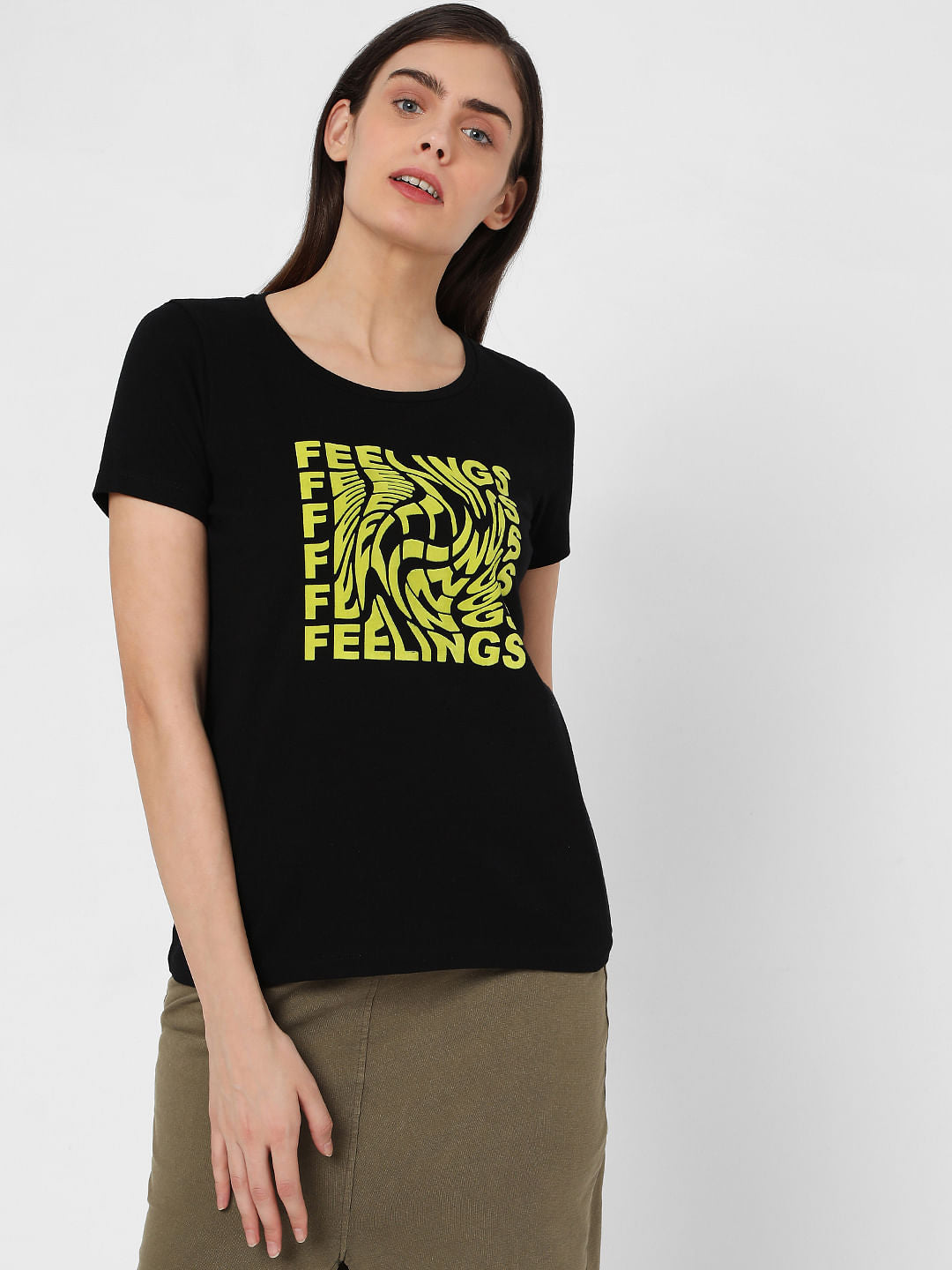 Black Chest Print T-Shirt