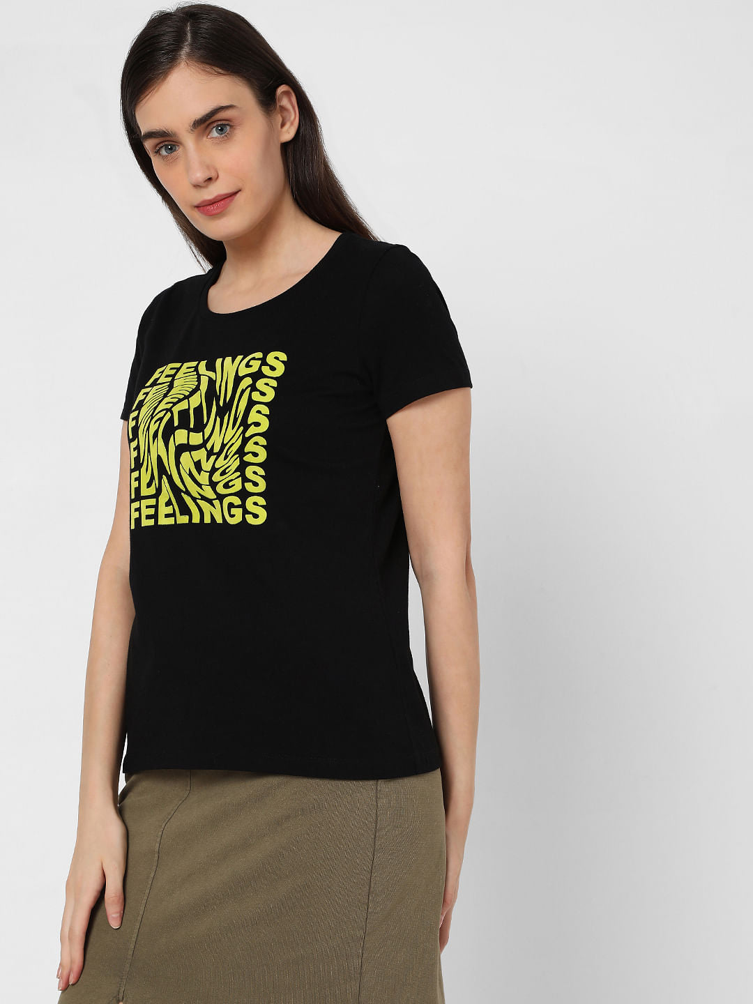 Black Chest Print T-Shirt