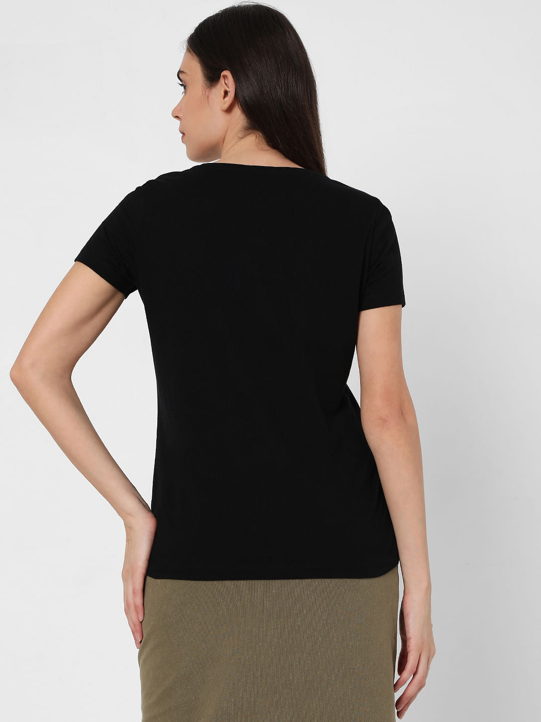 Black Chest Print T-Shirt