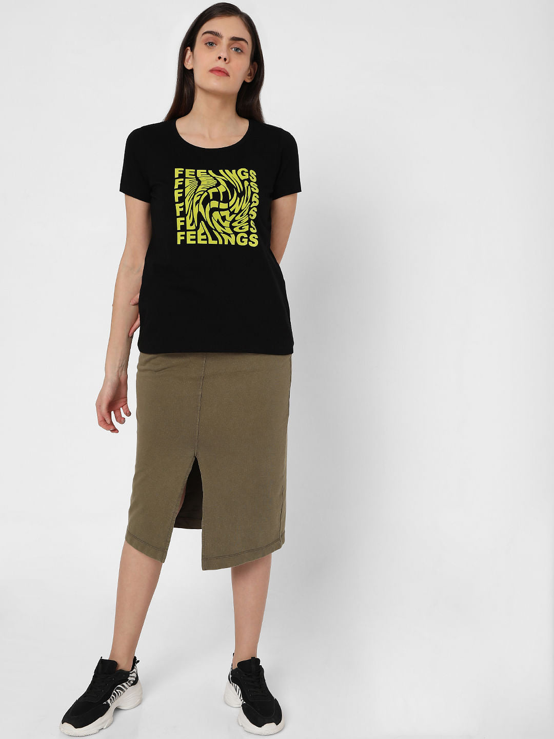 Black Chest Print T-Shirt
