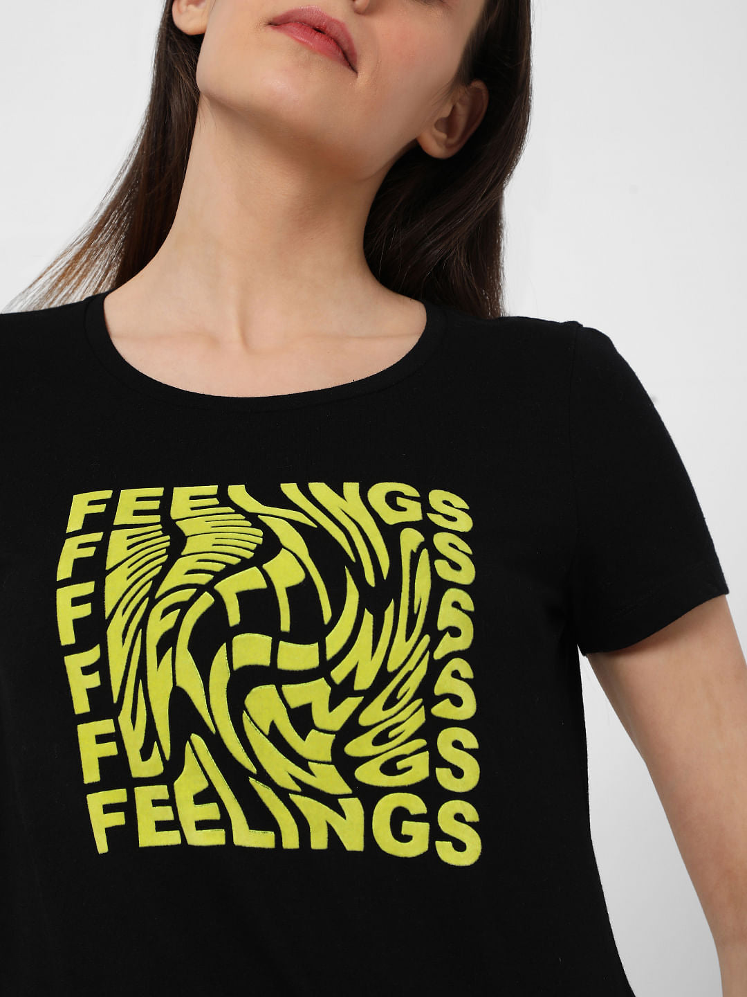 Black Chest Print T-Shirt
