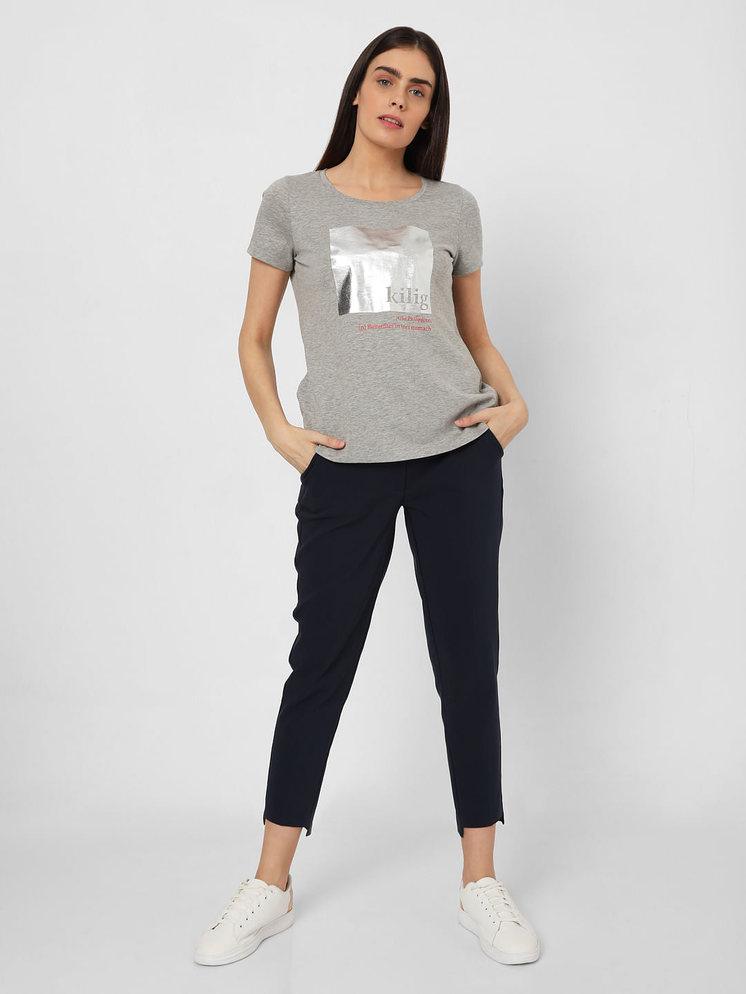 Grey Graphic Print T-Shirt