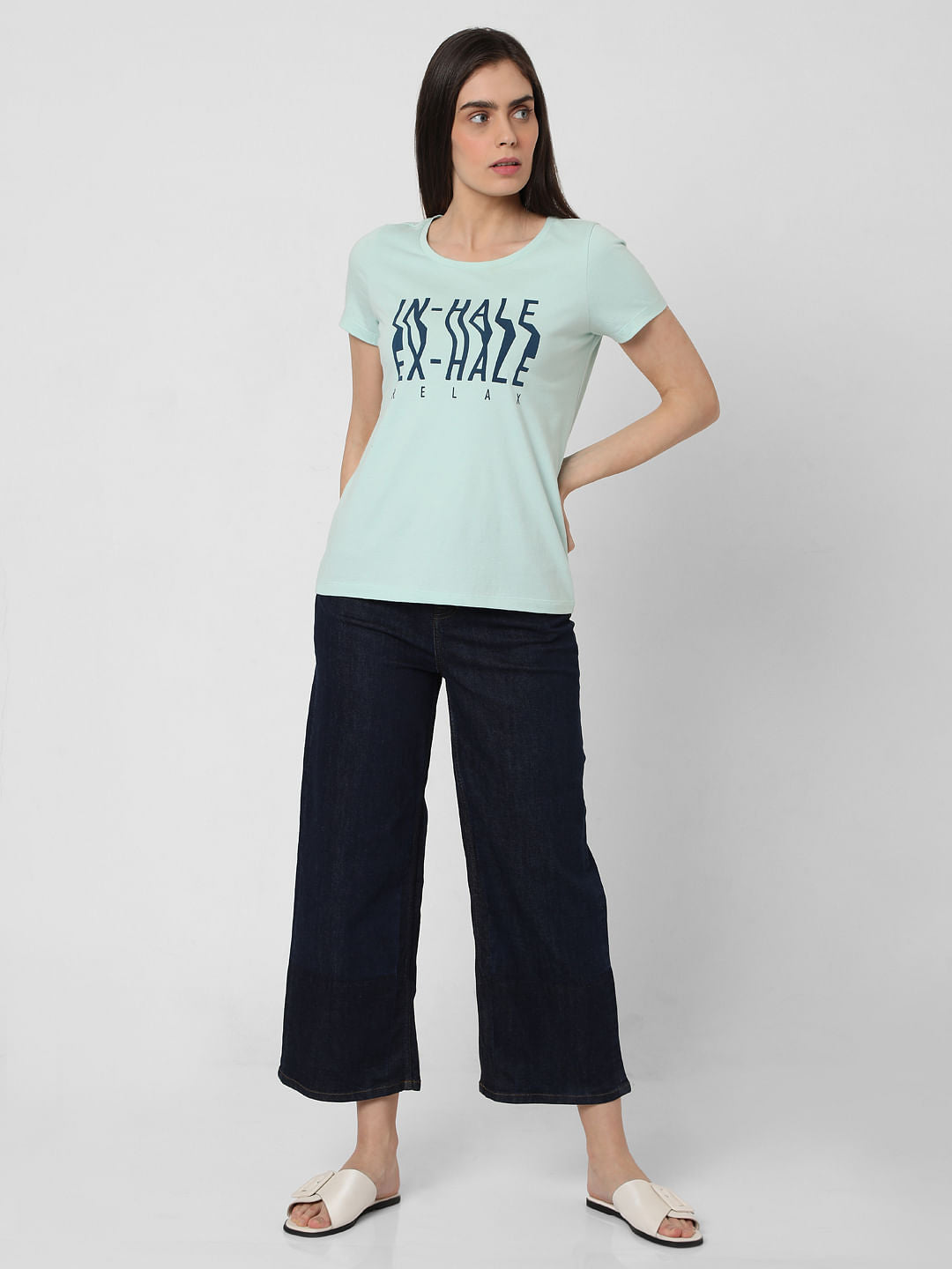 Blue Typographic Print T-Shirt