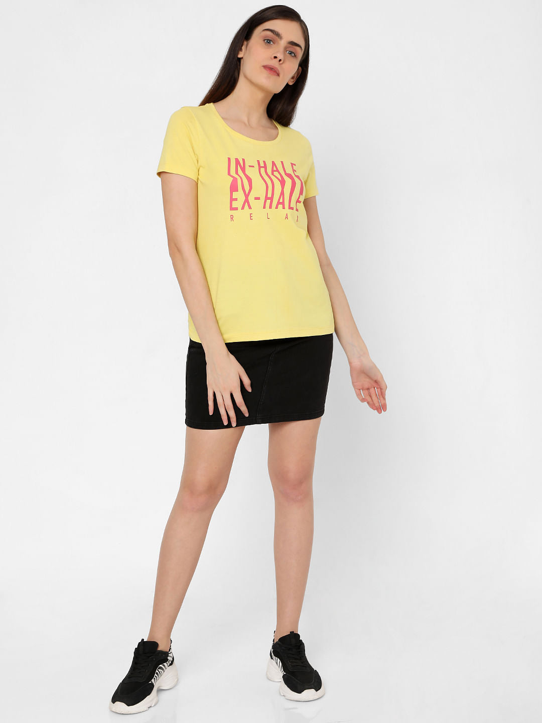 Yellow Typographic Print T-Shirt