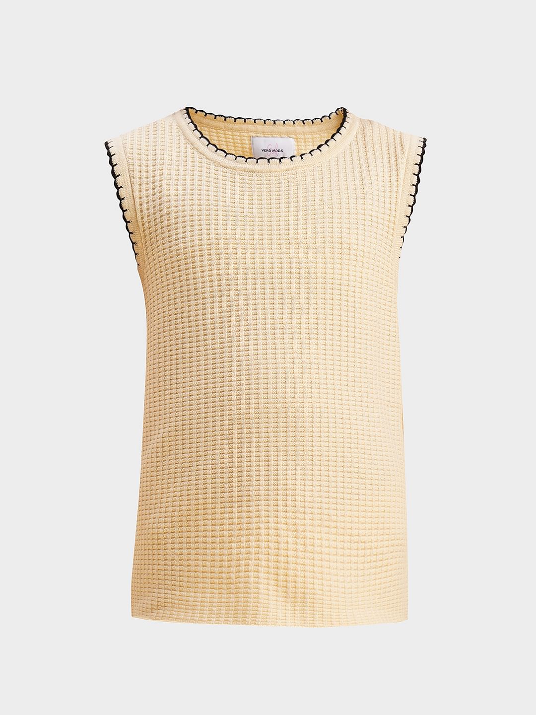 Girls Beige O-Neck Co-Ord Set Top