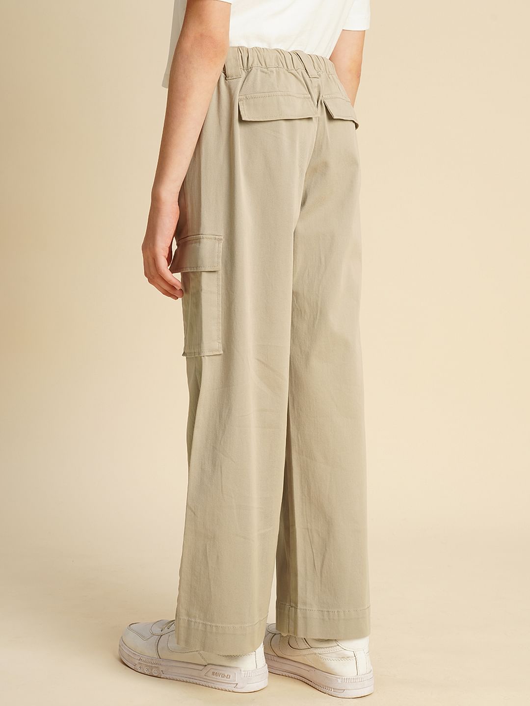 Girls Brown Wide Leg Cargo Pants