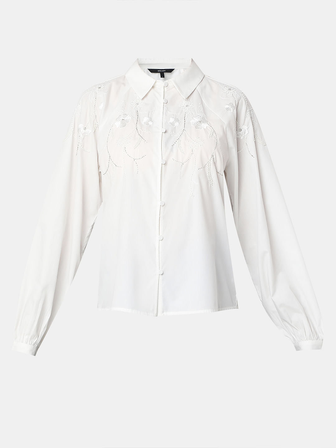 White Embroidered Cotton Shirt