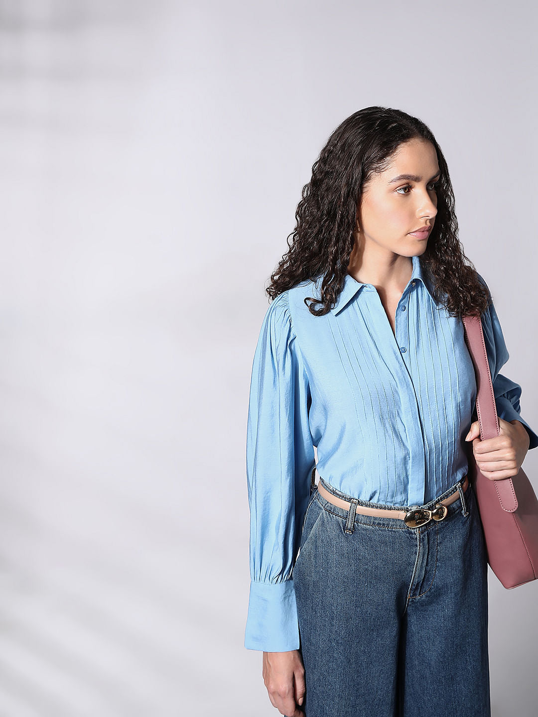 Blue Pintuck Detail Shirt