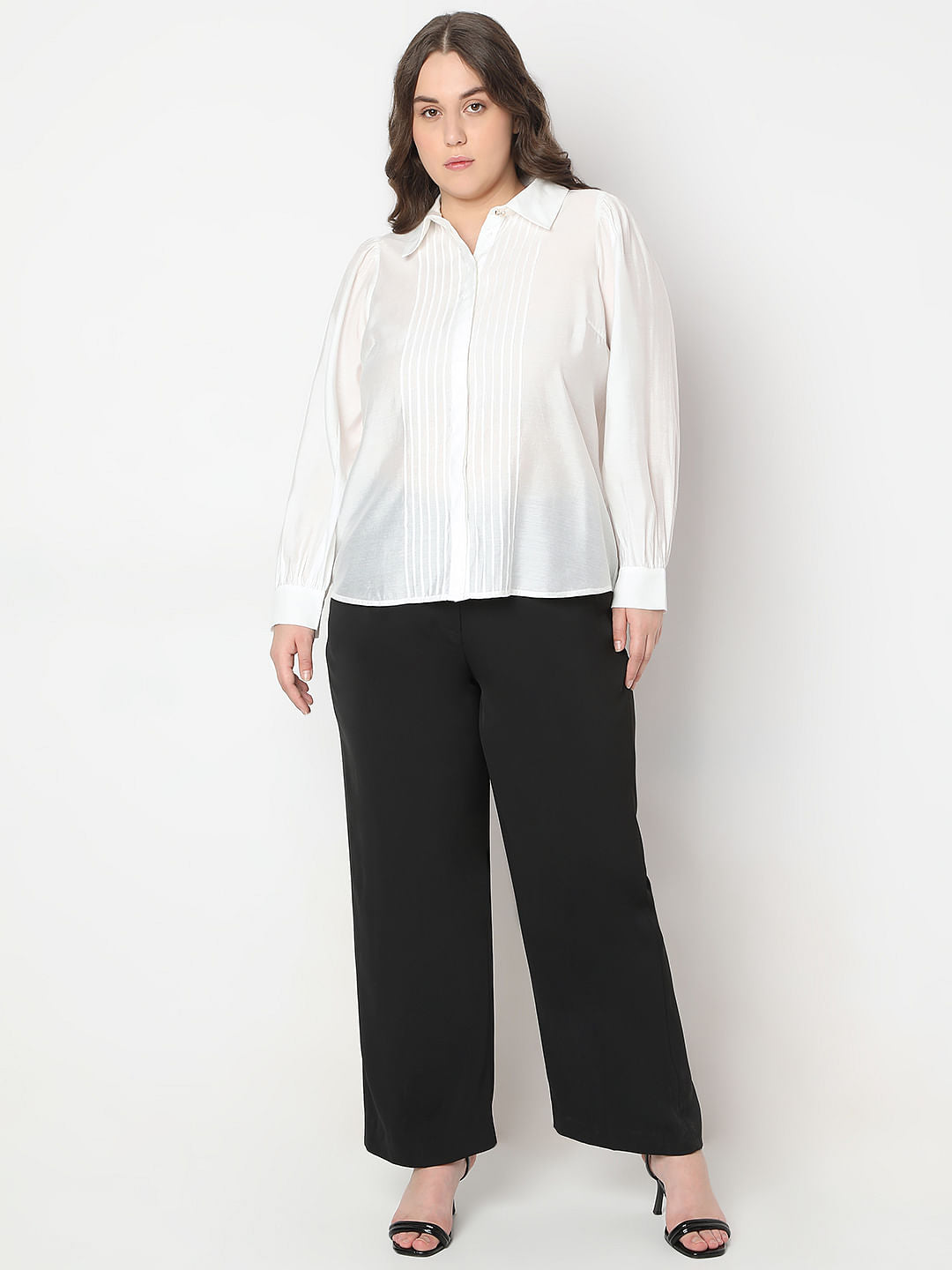 Curve White Pintuck Detail Shirt