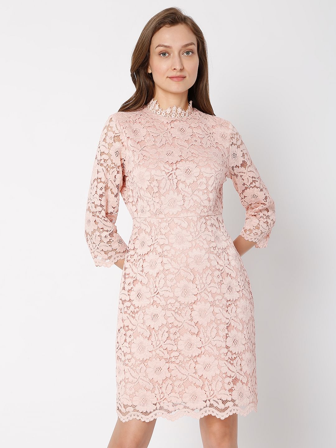 Coral Floral Lace Dress
