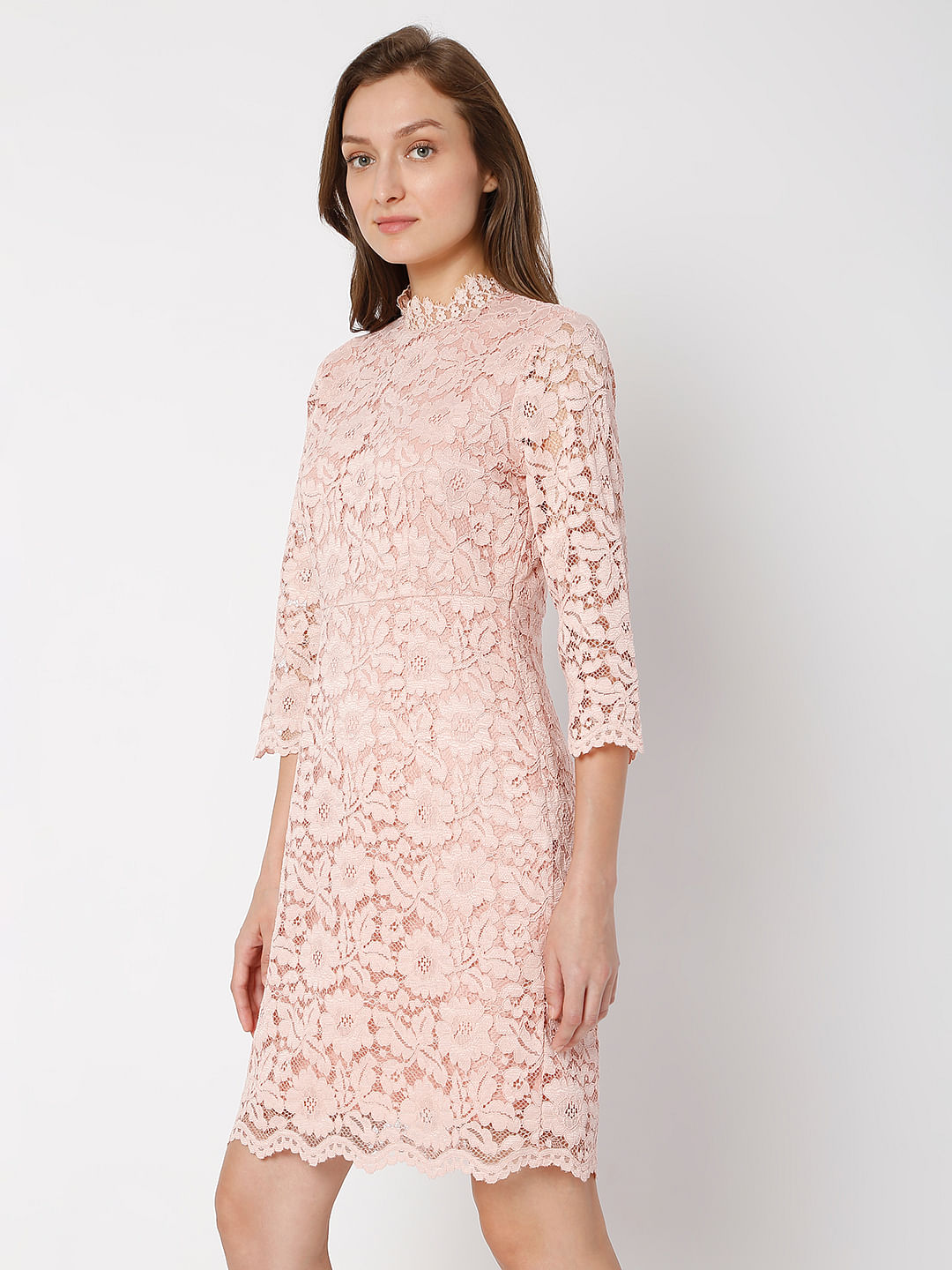 Coral Floral Lace Dress