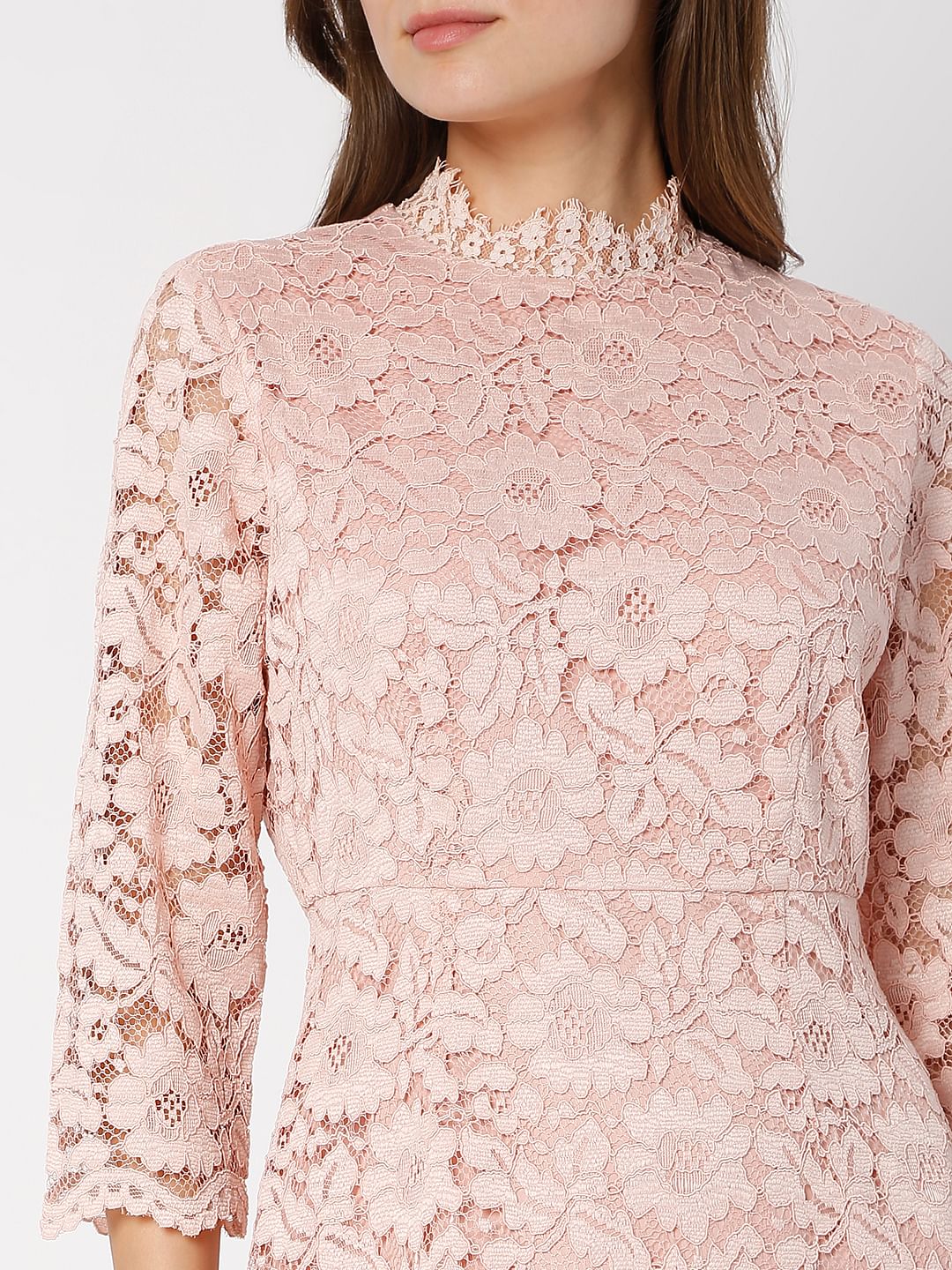 Coral Floral Lace Dress
