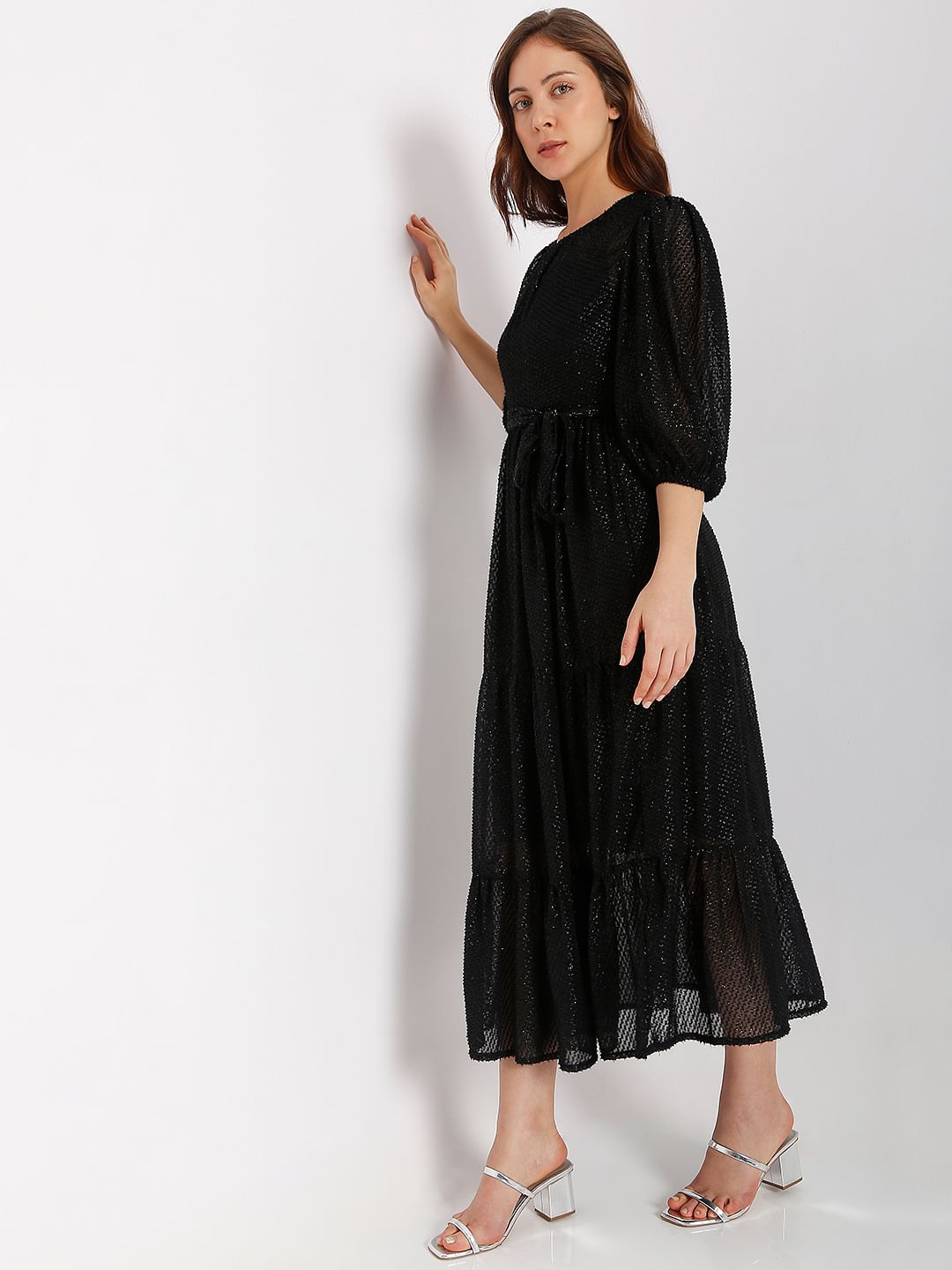 Black Shimmer Midi Dress