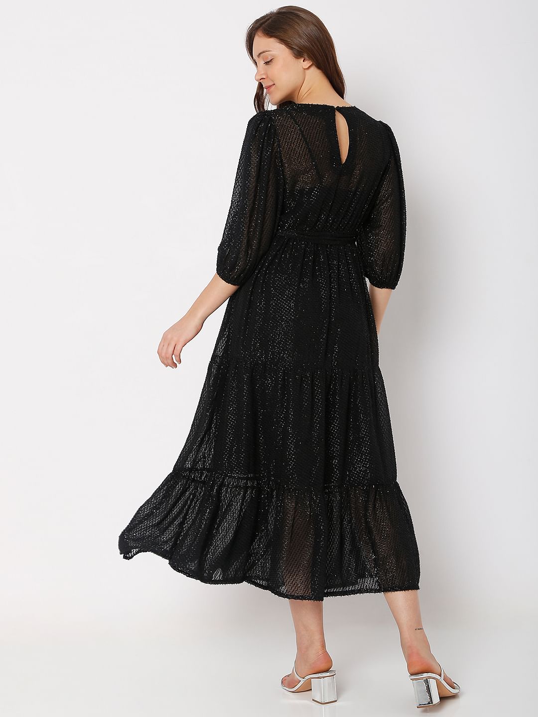 Black Shimmer Midi Dress