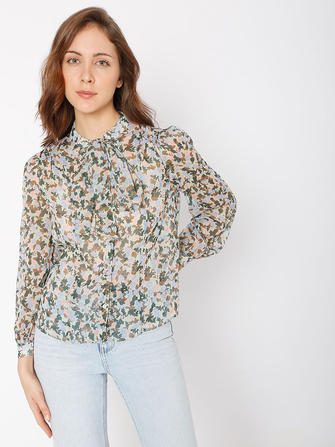 Green Floral Print Shirt