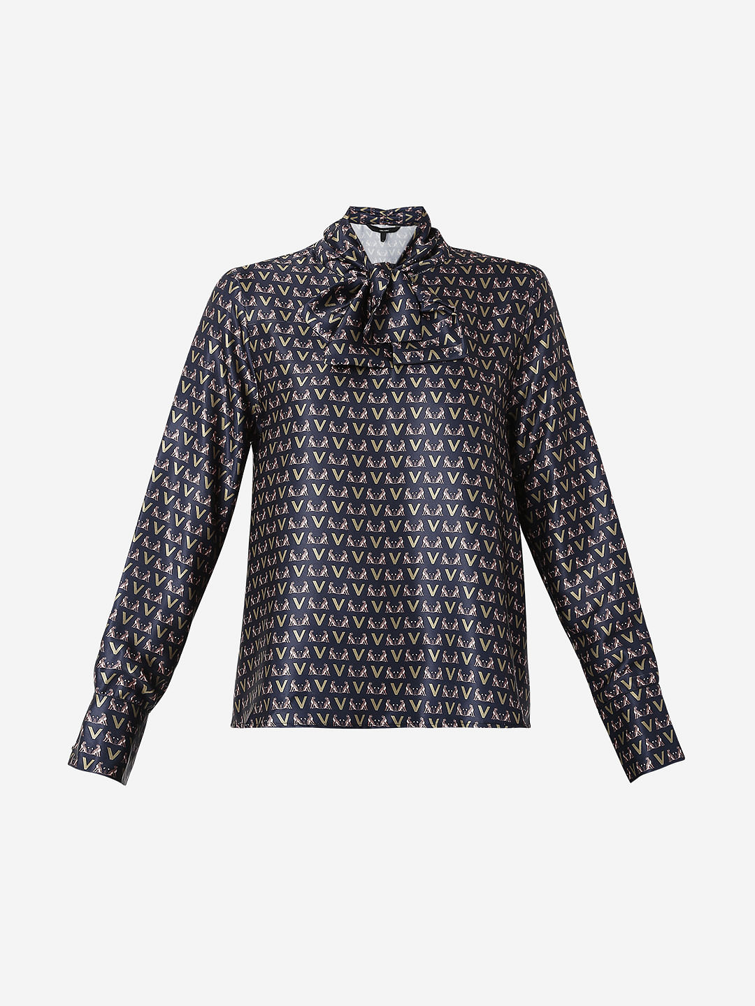 Navy Blue Printed Top