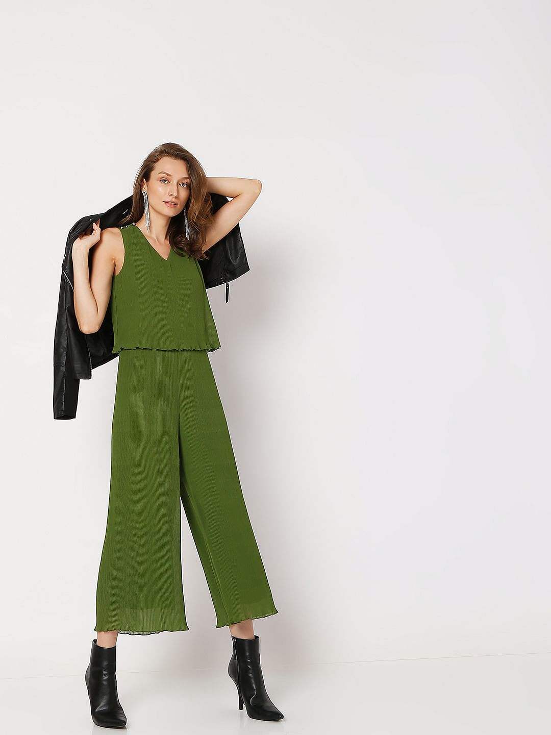 Green Pleated Jumpsuit