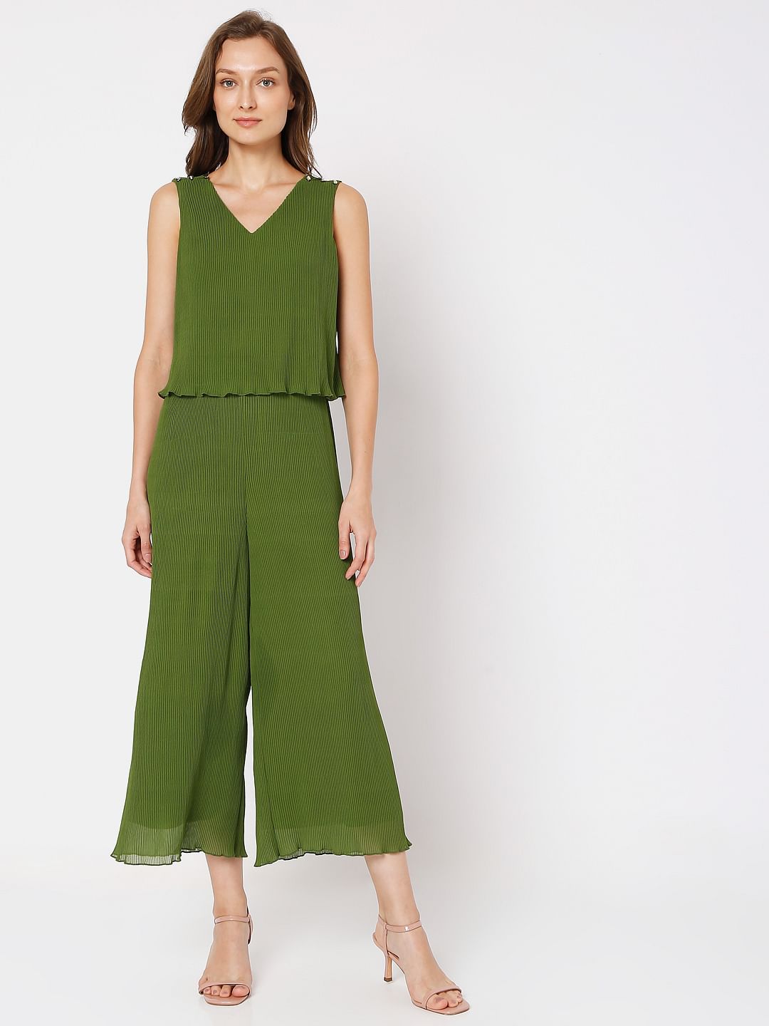 Green Pleated Jumpsuit