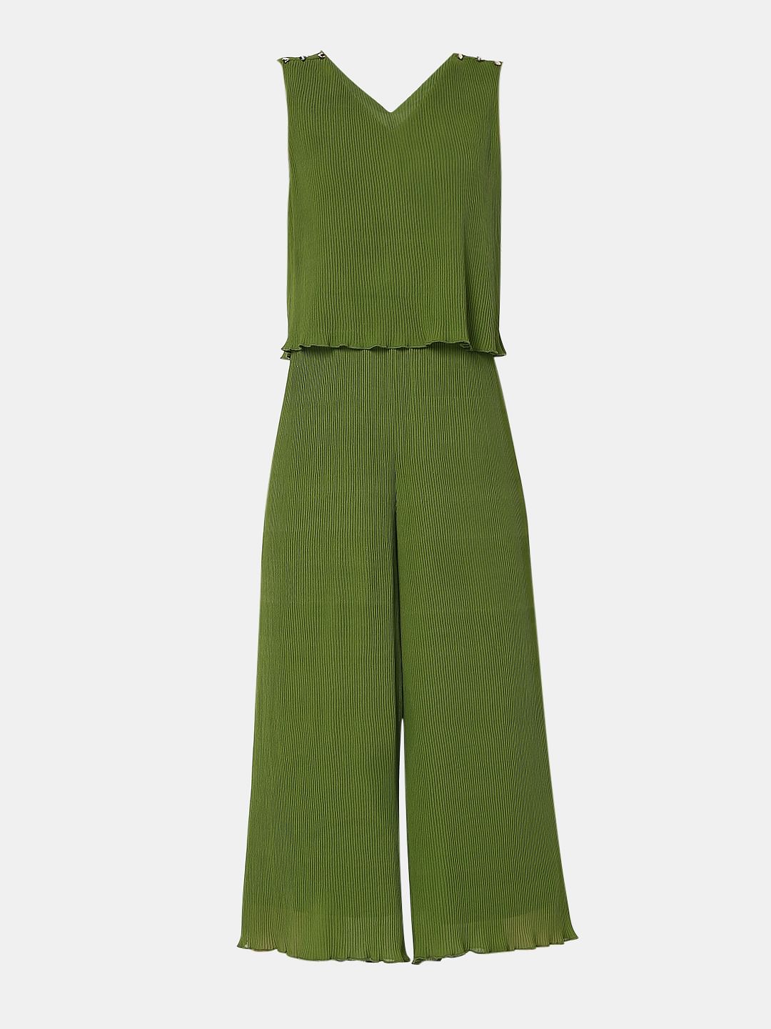 Green Pleated Jumpsuit