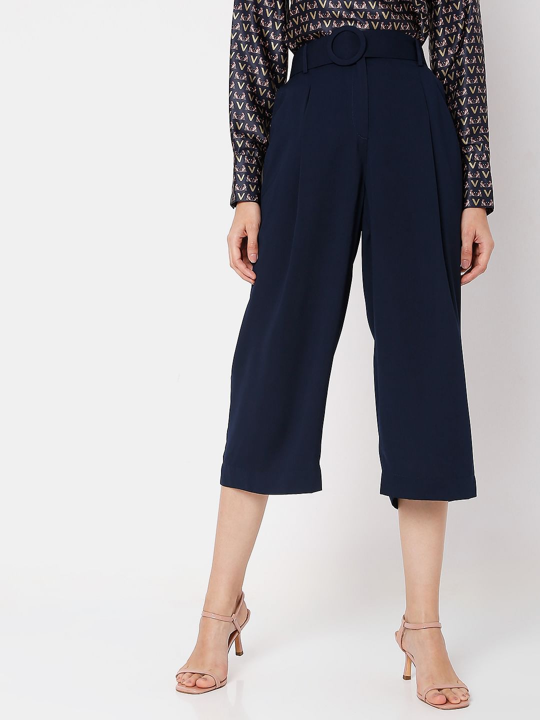 Navy Blue High Rise Culottes