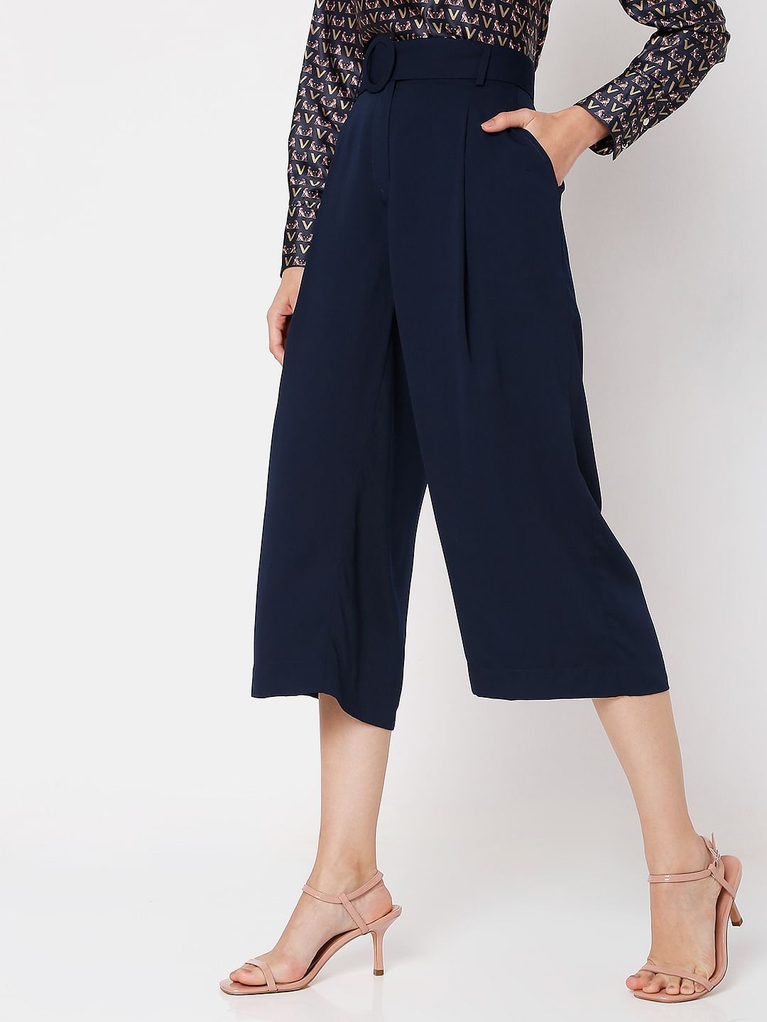 Navy Blue High Rise Culottes
