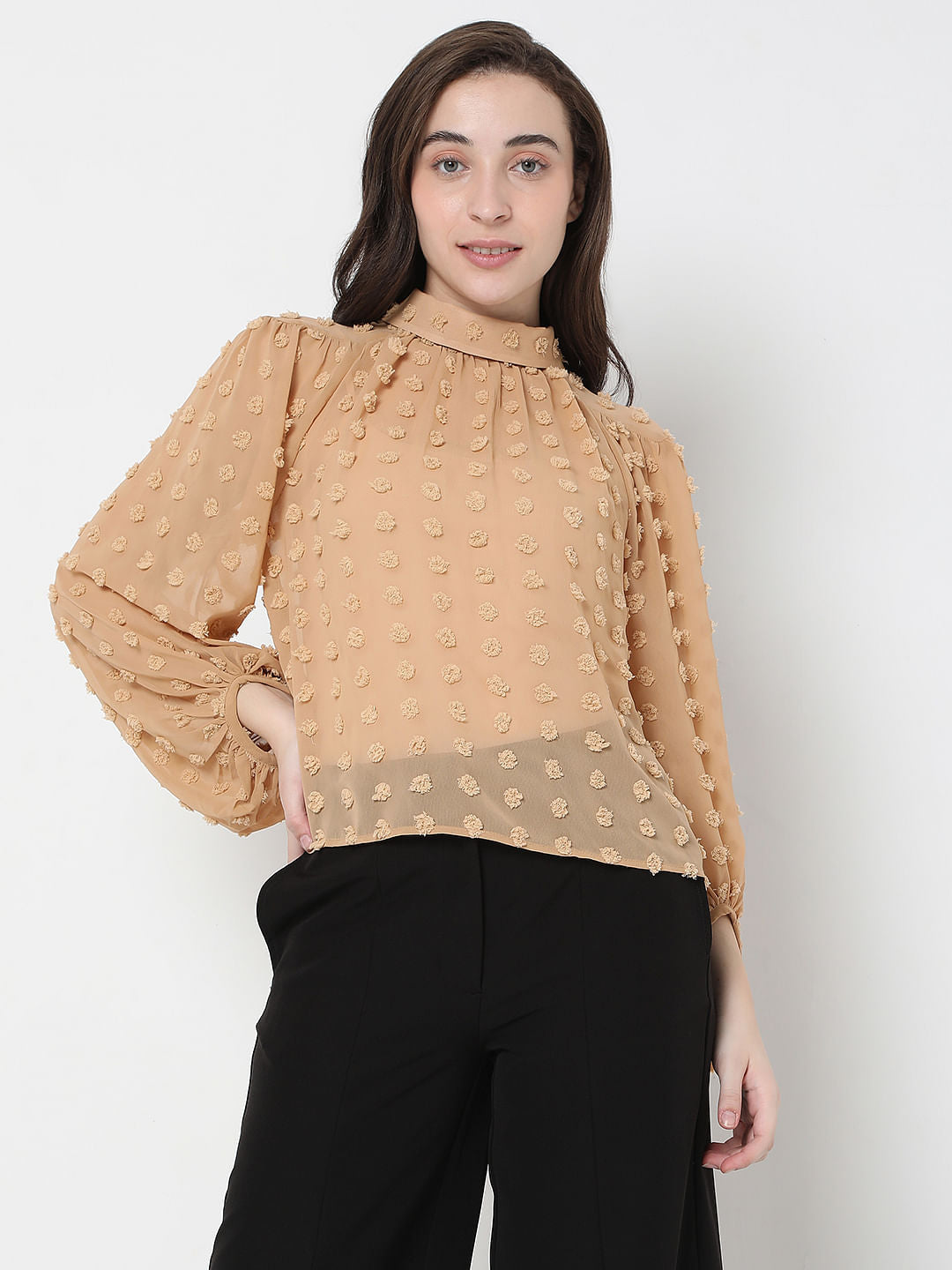 Beige Dobby Top