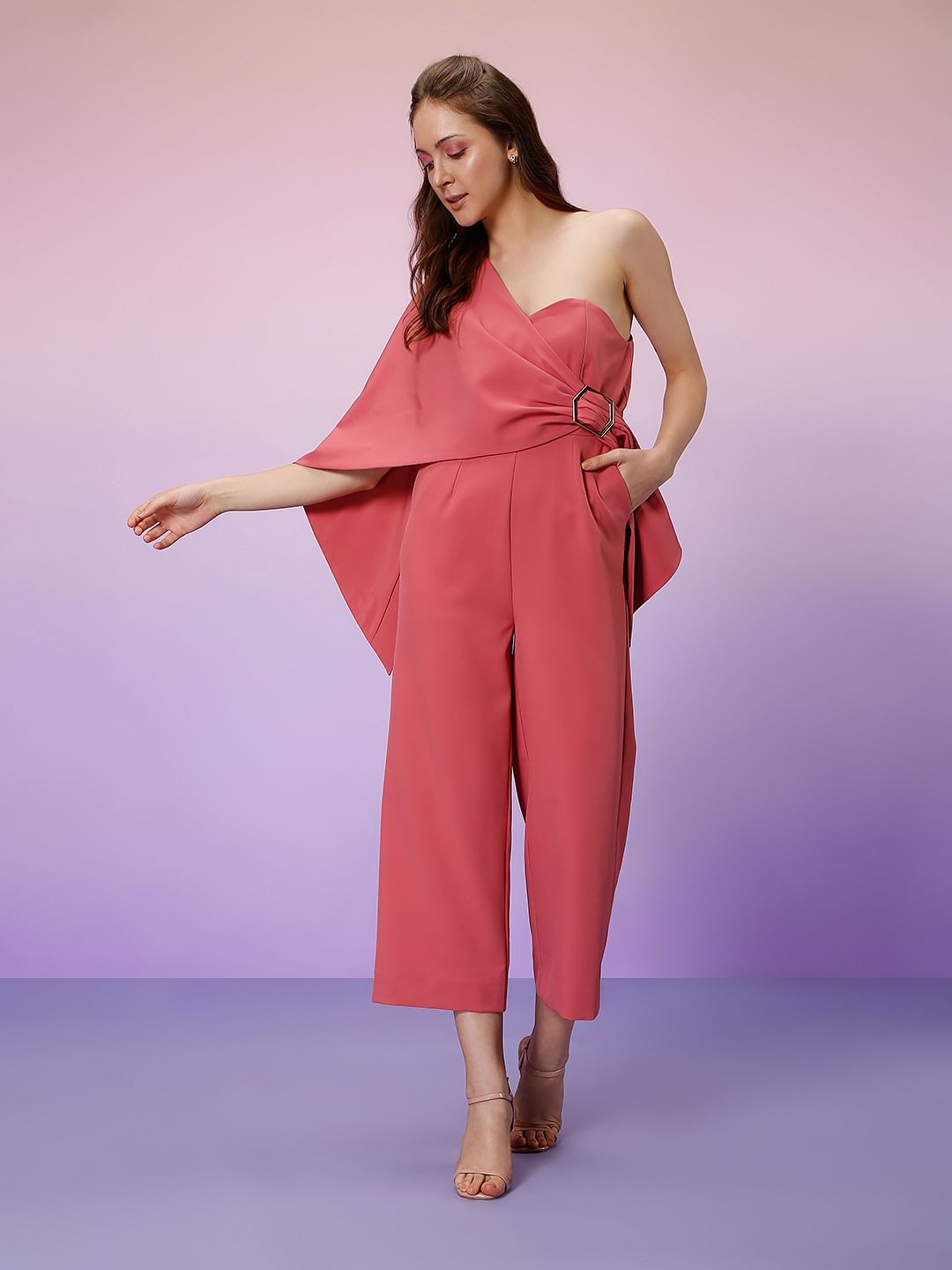 Marquee Pink One Shoulder Jumpsuit