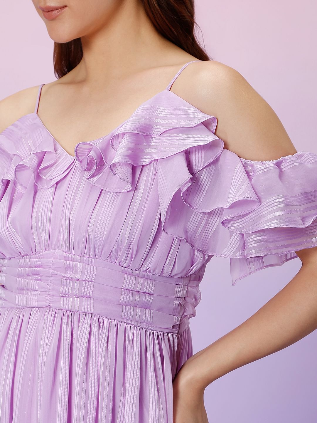 Marquee Lilac Cold-Shoulder Midi Dress