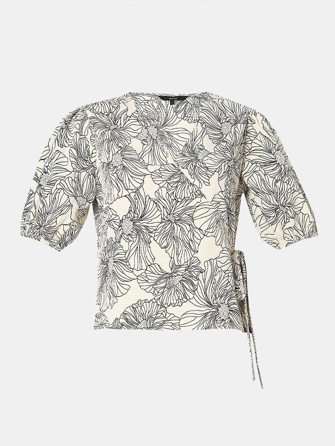 Beige Floral Co-Ord Set Top