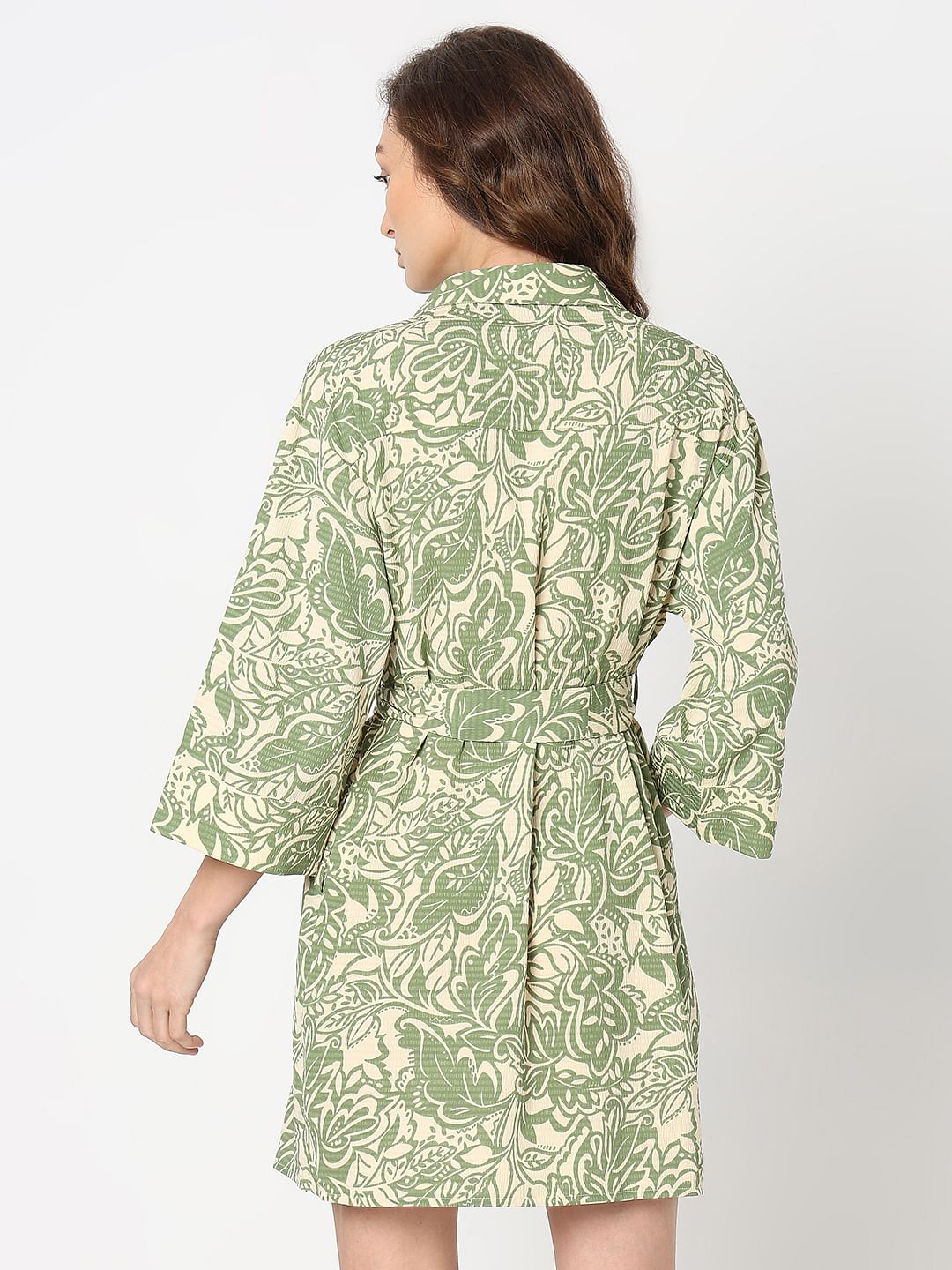 Green Printed Shirt Dress