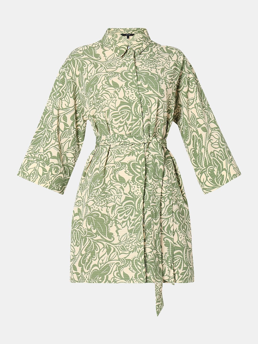 Green Printed Shirt Dress