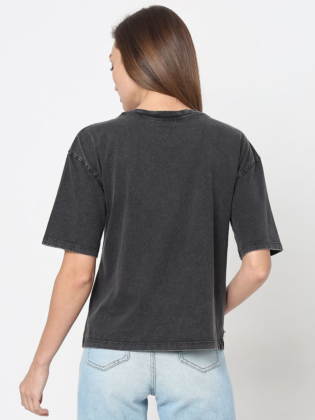 Black Embellished Cotton T-Shirt
