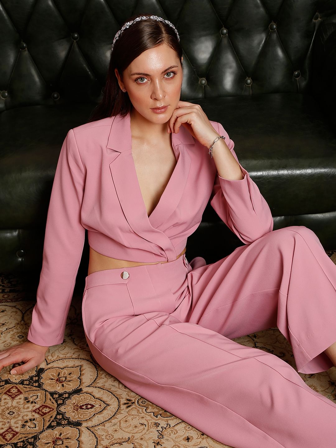 Marquee Pink Cropped Co-Ord Blazer