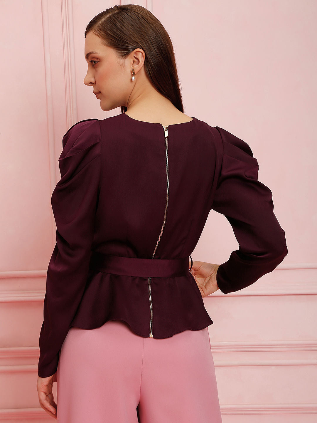 Marquee Maroon Satin Top