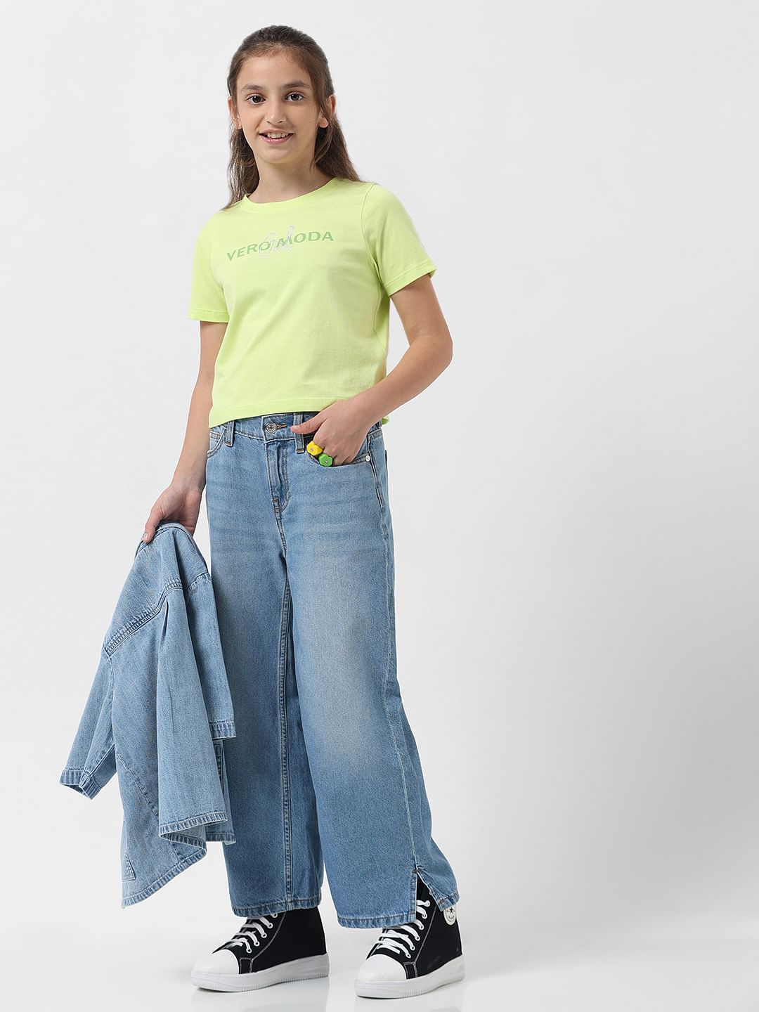 Girl Green Logo Text Cropped T-Shirt