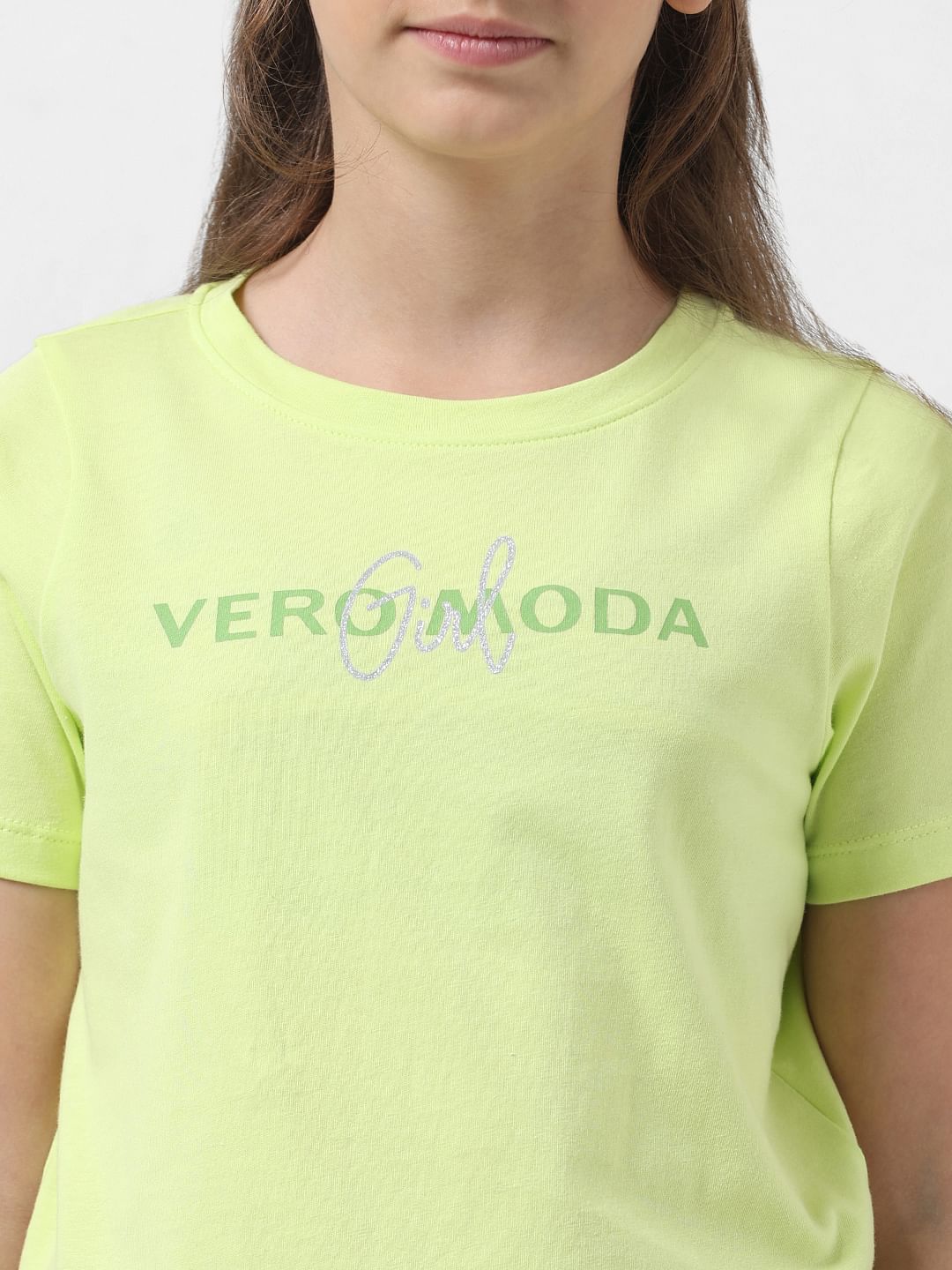 Girl Green Logo Text Cropped T-Shirt