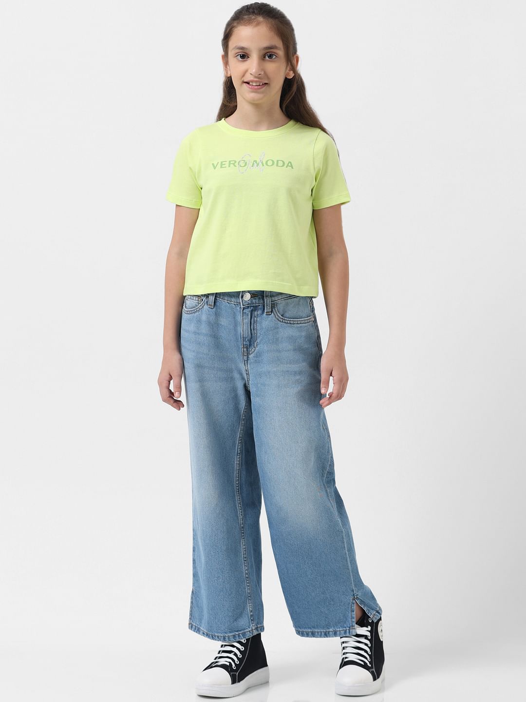 Girl Green Logo Text Cropped T-Shirt