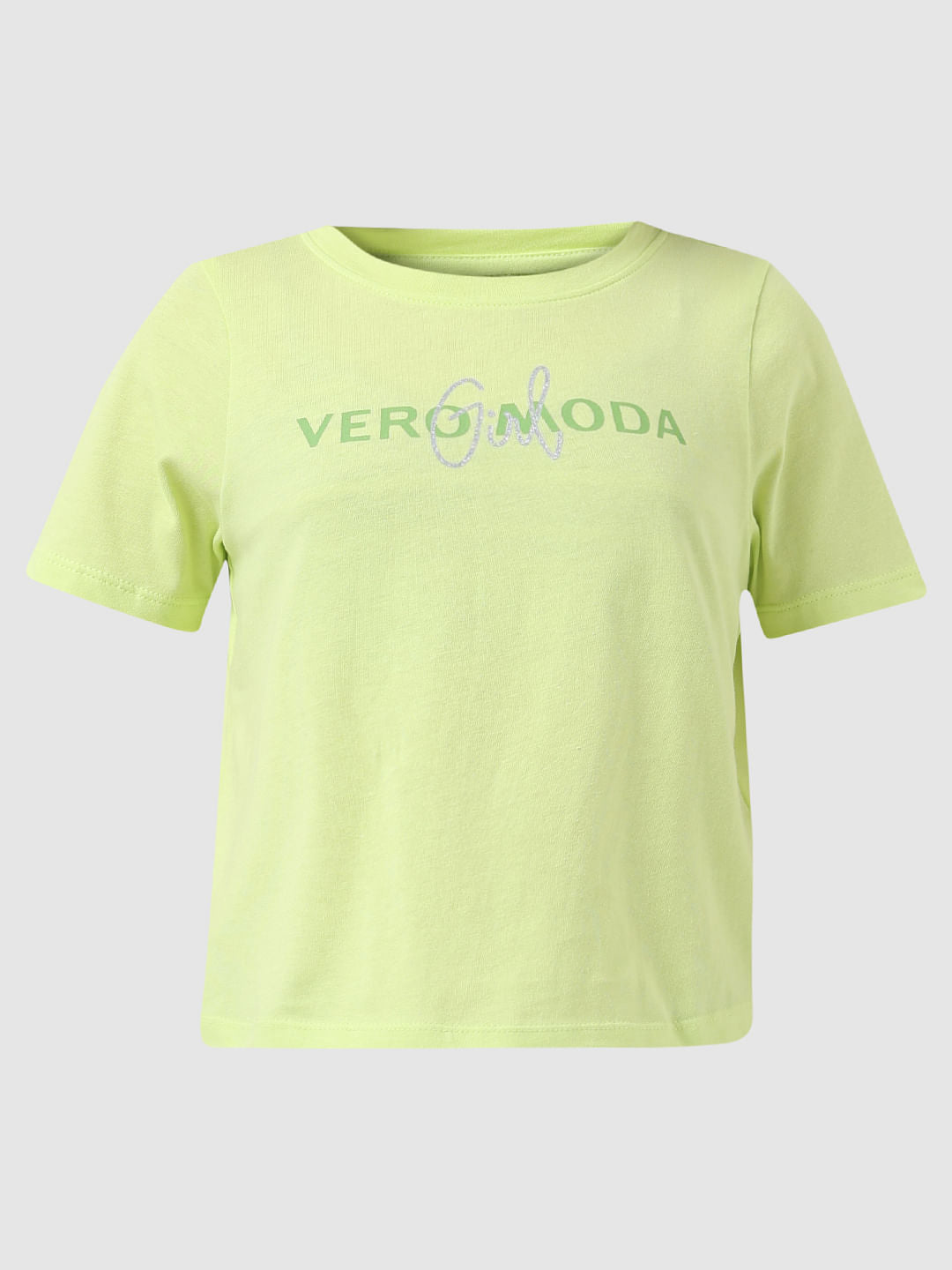 Girl Green Logo Text Cropped T-Shirt