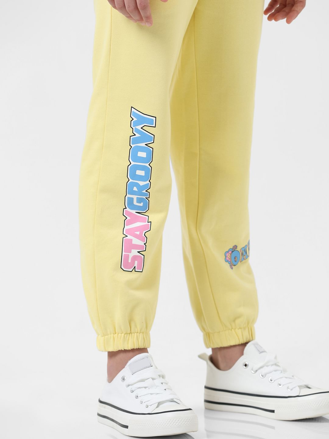 Girl X Disney Yellow Mid Rise Printed Joggers