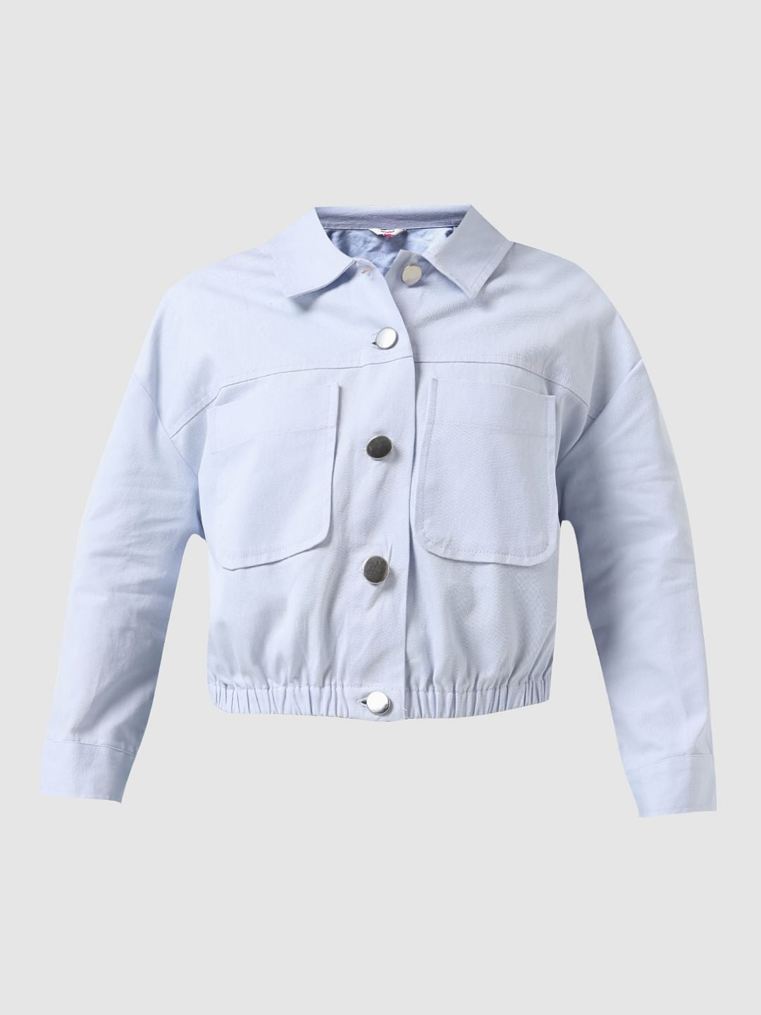 Girl Light Blue Cropped Shacket