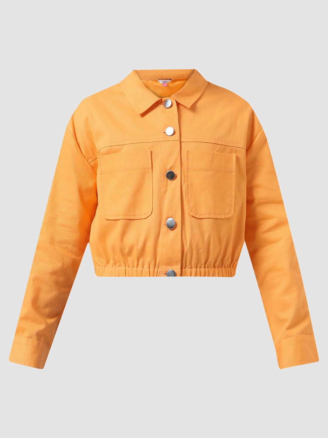 Girl Orange Cropped Shacket