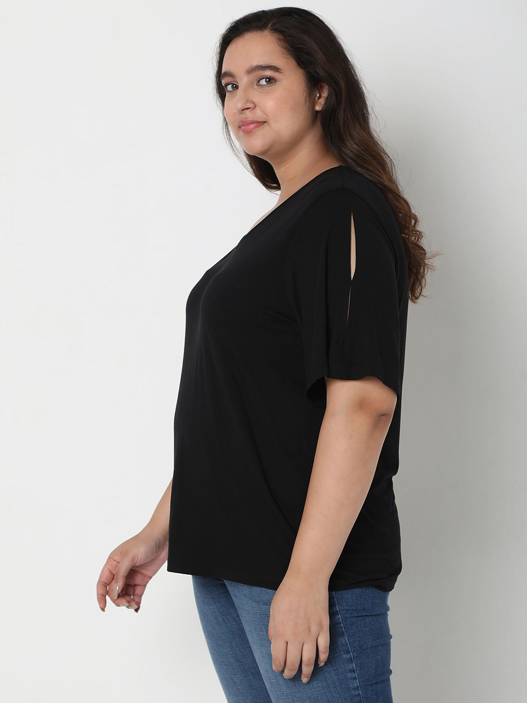 Curve Black V-Neck Top