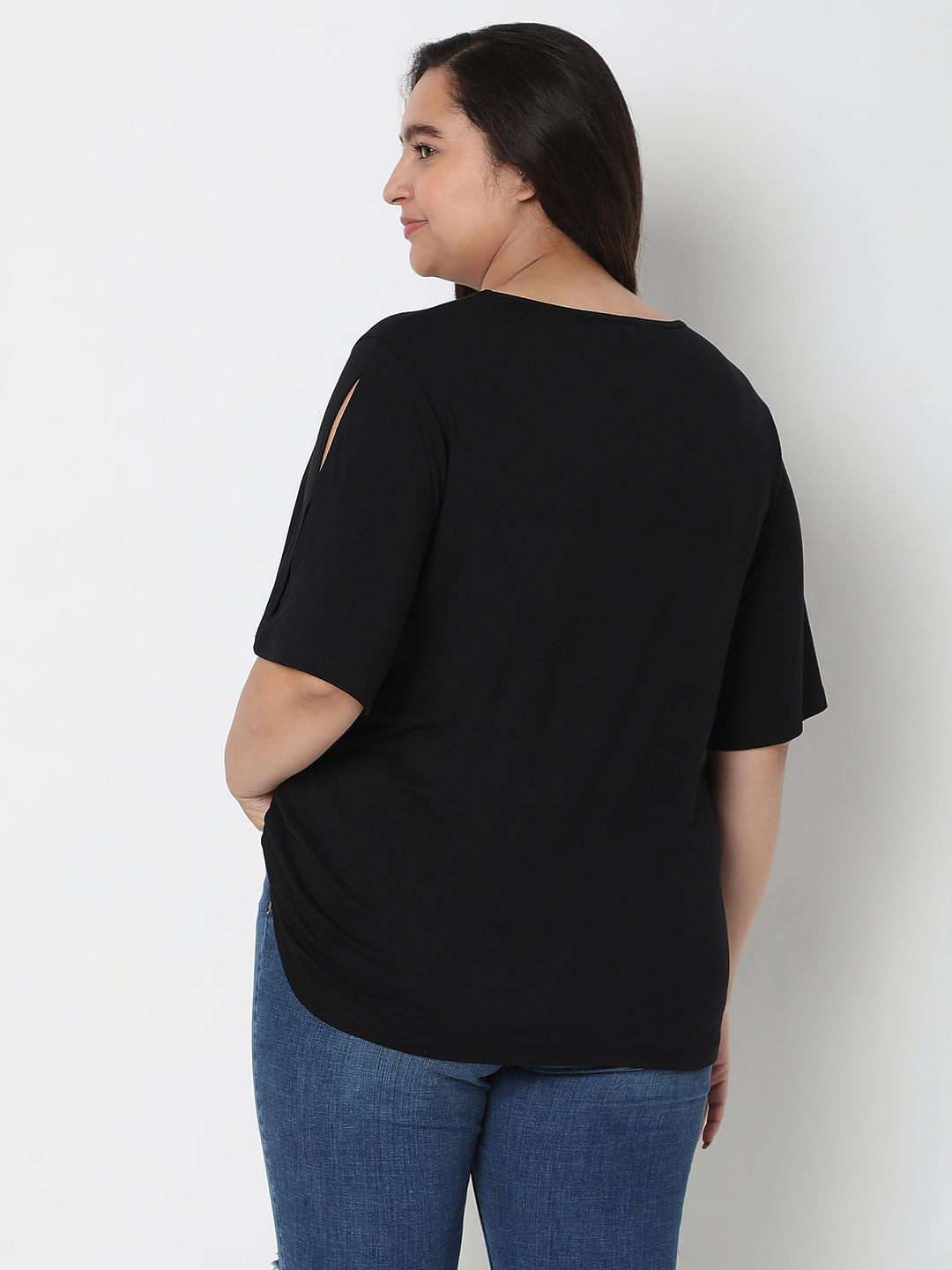 Curve Black V-Neck Top