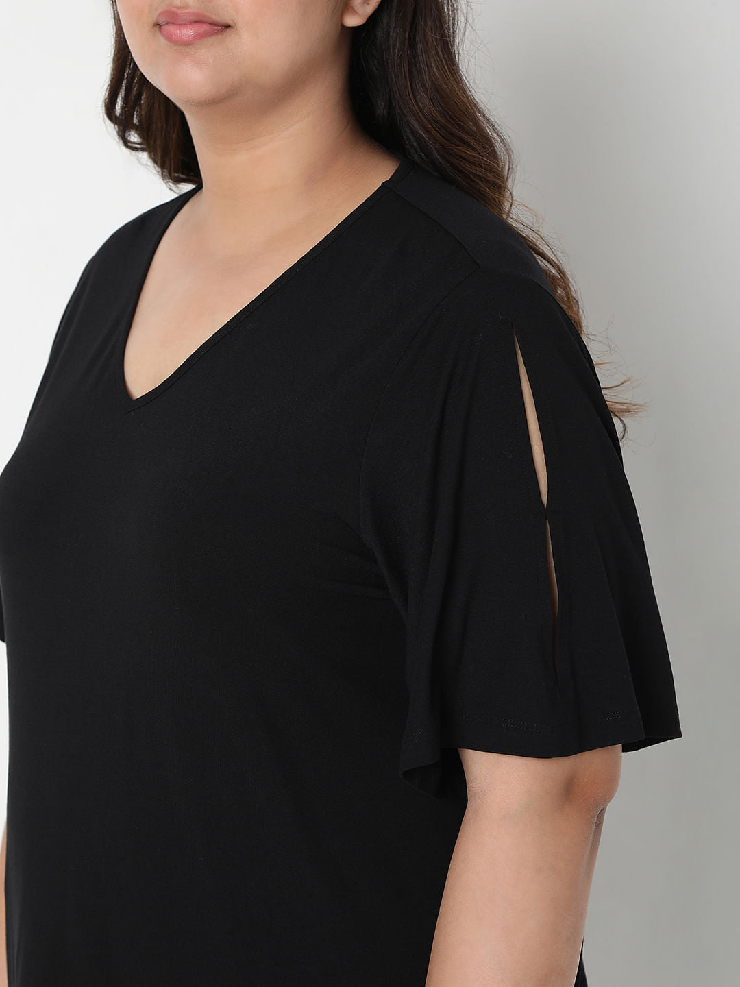 Curve Black V-Neck Top