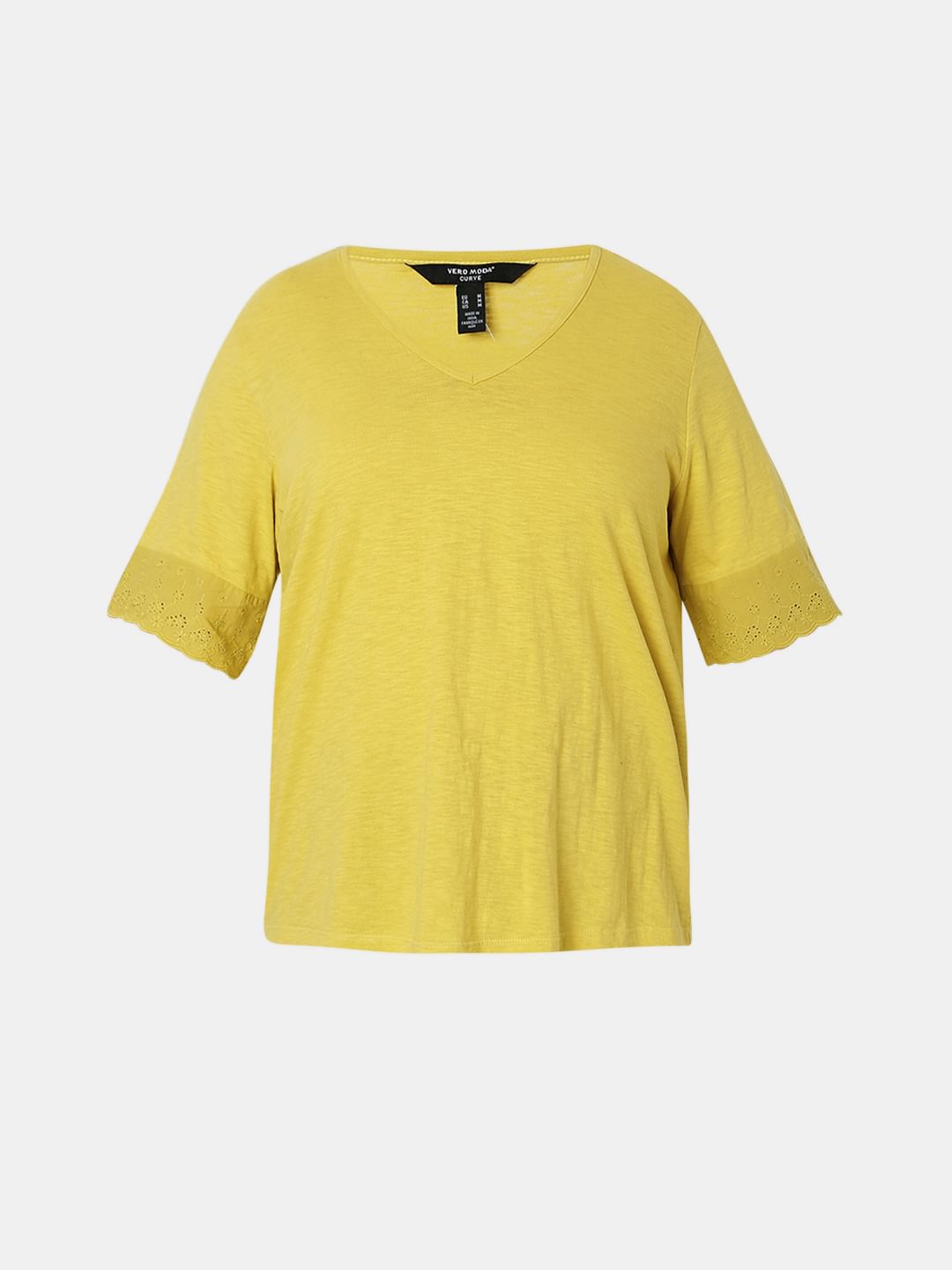 Curve Green Embroidered Detail T-Shirt