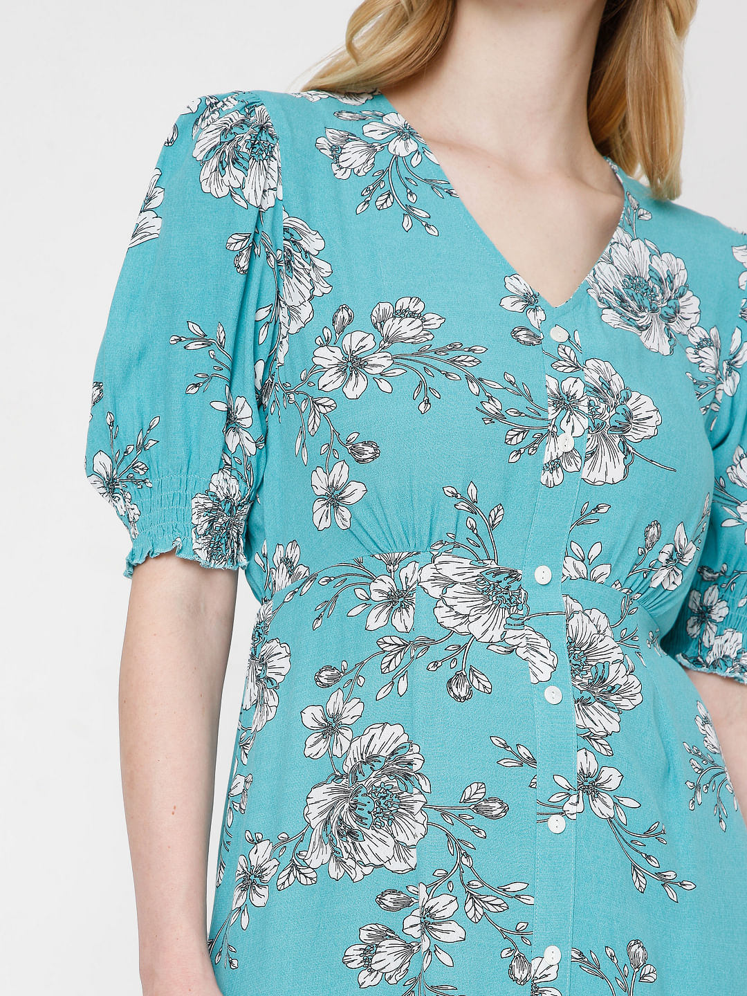 Blue Floral Fit & Flare Dress