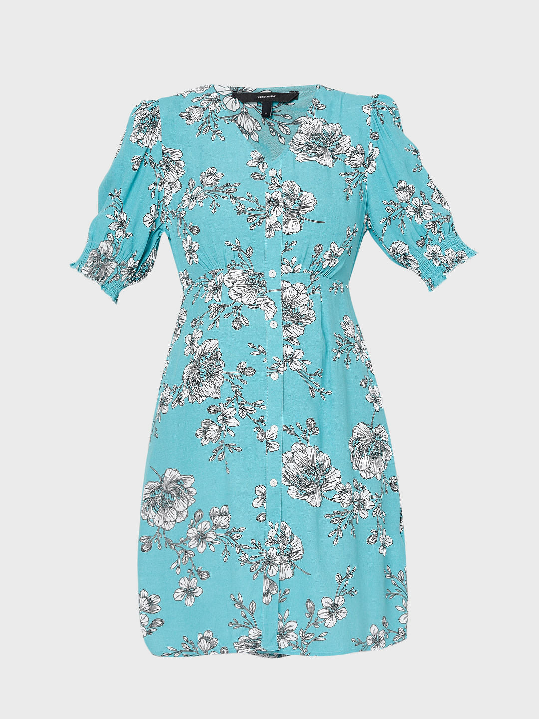Blue Floral Fit & Flare Dress