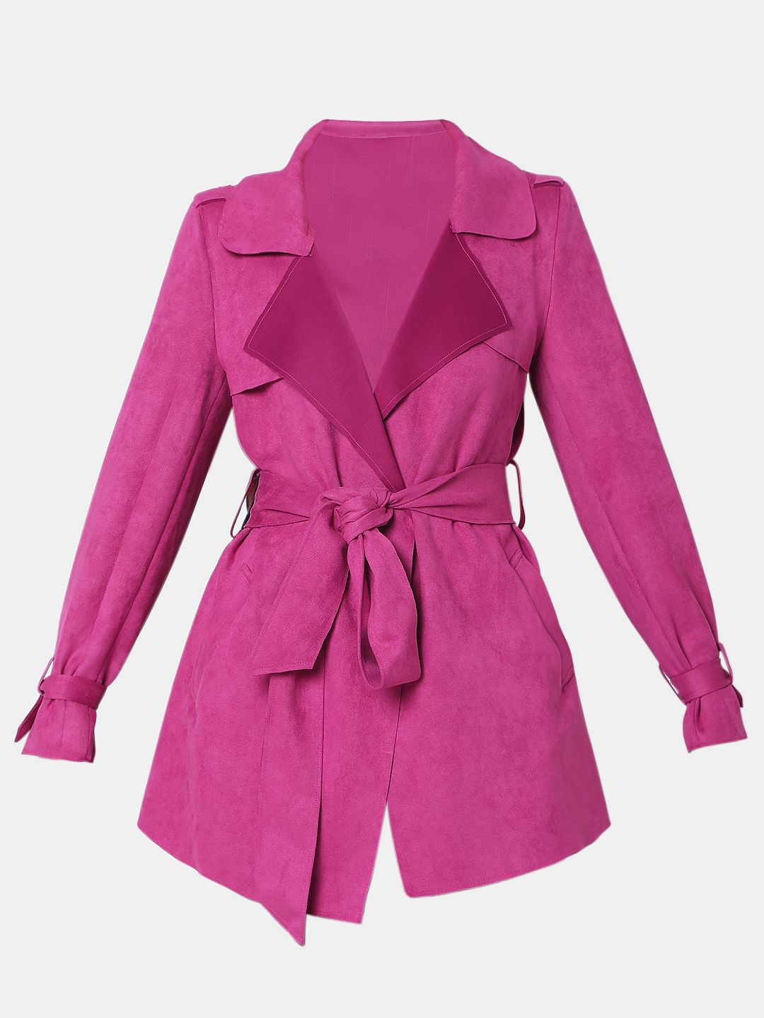 Pink Suede Trench Coat