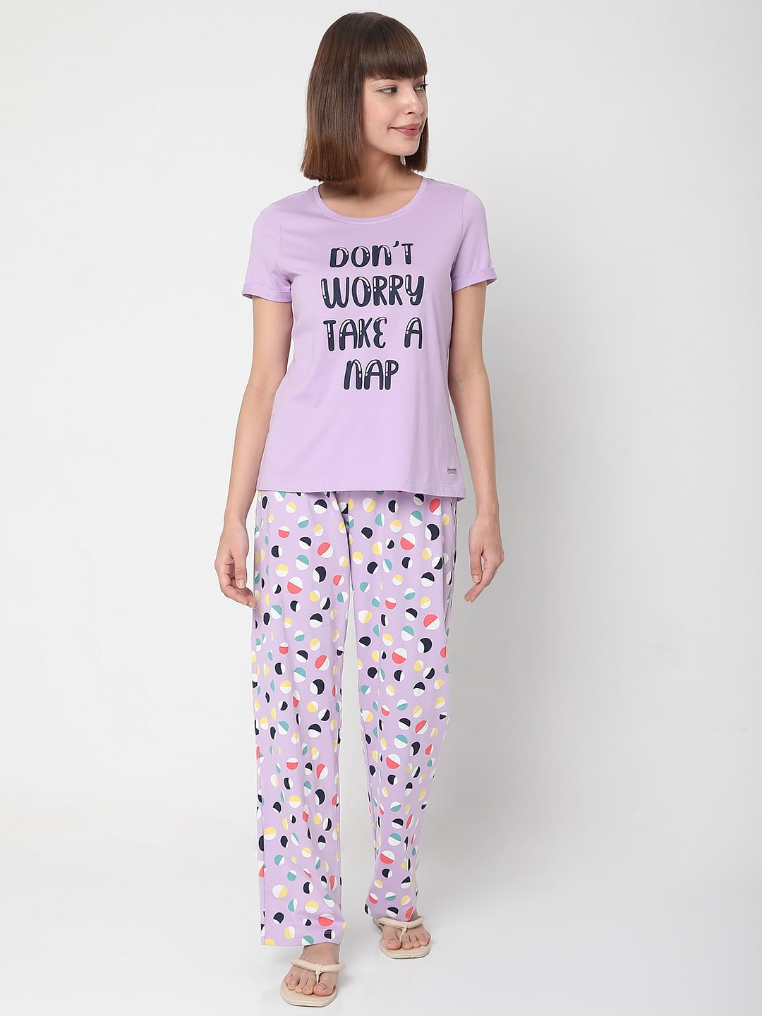 Purple T-Shirt & Pyjama Night Suit Set