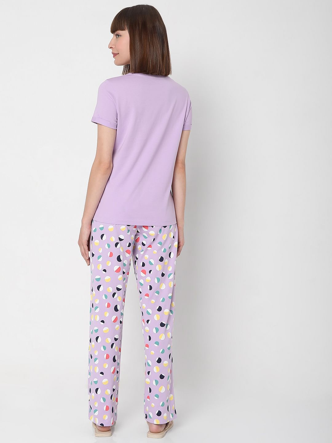 Purple T-Shirt & Pyjama Night Suit Set